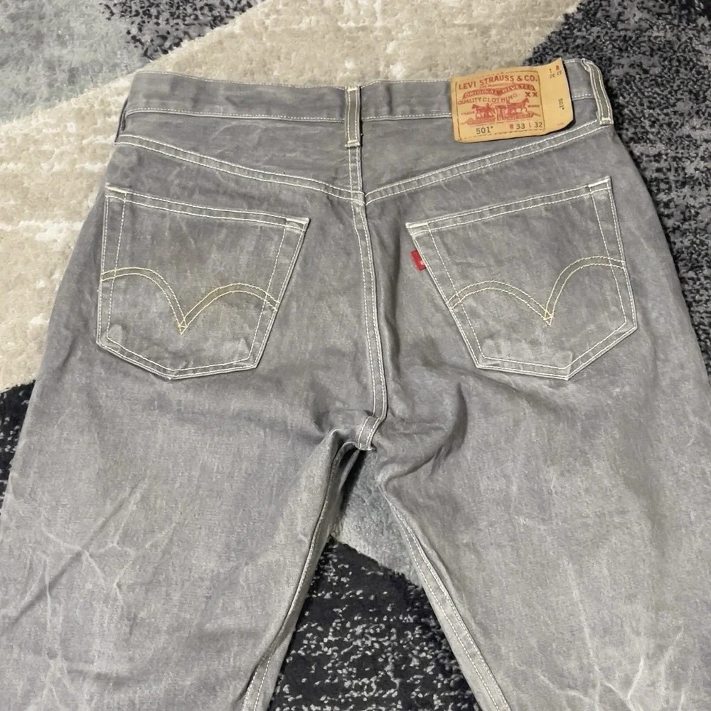 Levis 501 Jeans Men 32x30 Gray‎ Button Fly Denim Honeycomb Faded Straight Y2K